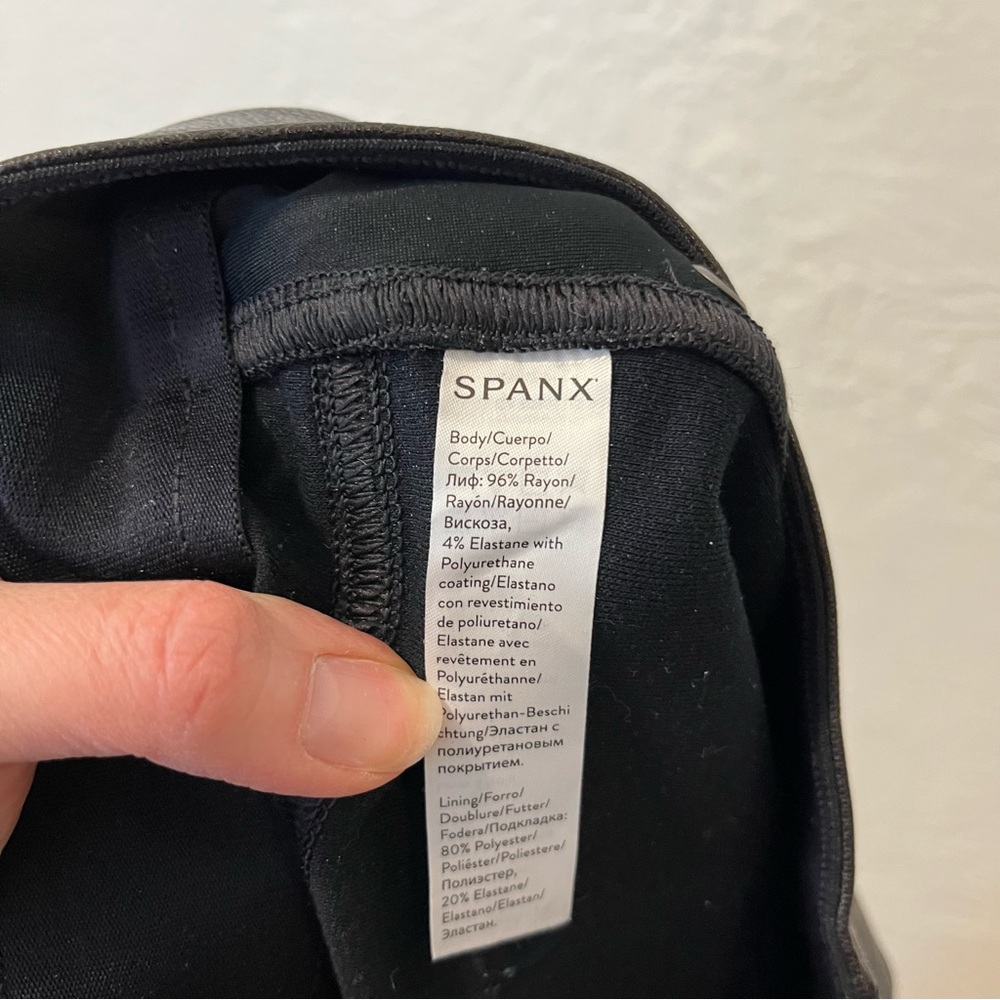 Spanx Faux Like Leather Skinny Pants Large L Black Brown - Picture 7 of 9